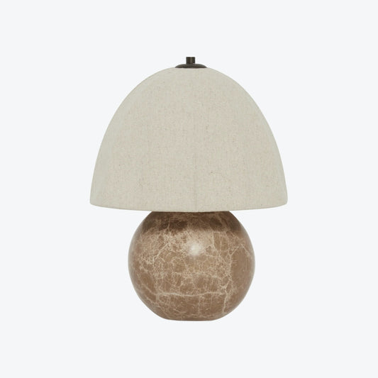 Lampada da Tavolo Cordove con Base a Sfera Scultorea Lampada Artistica da Tavolo - Paralume in Lino per Camera da Letto e Soggiorno