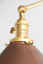 Load image into Gallery viewer, Conique Metal Industrial Wall Sconce with Adjustable Arm - Vintage Copper Cone Shade for Task Lighting
