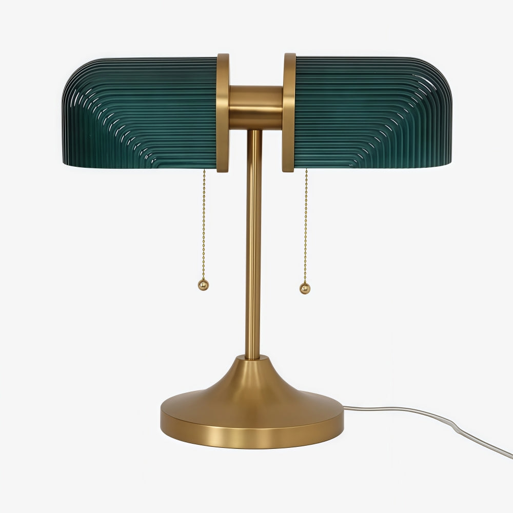 Aurebron Fluted Glass Table Lamp - Modern Decorative Metal Base Table Lamp for Living Room