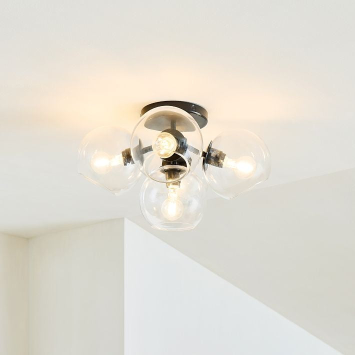 Brina Glass 5-Light Flush Mount - Minimalist Glass Ceiling Fixture