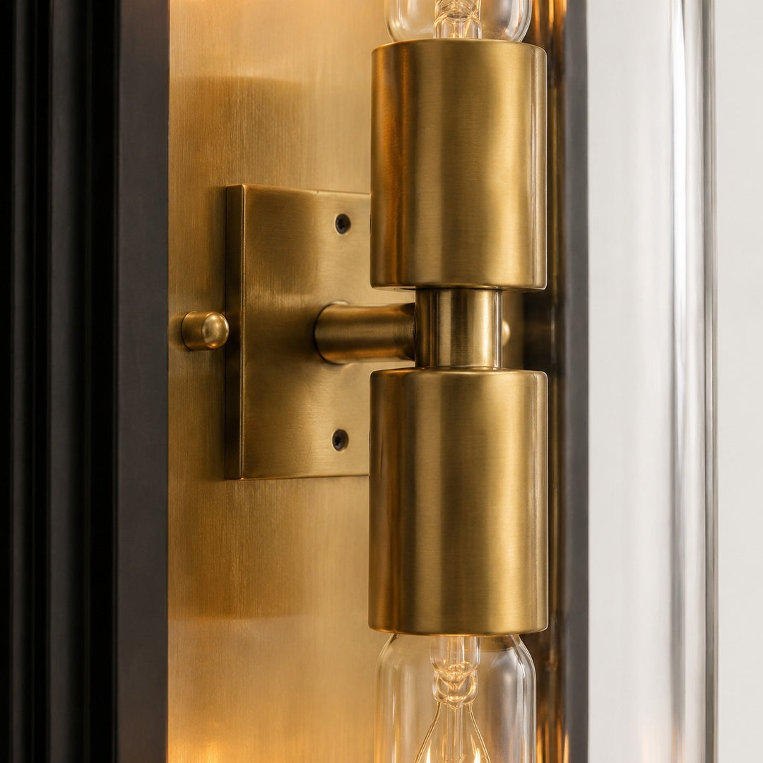 Applique da esterno moderna in vetro con gabbia in bronzo per veranda e ingressi