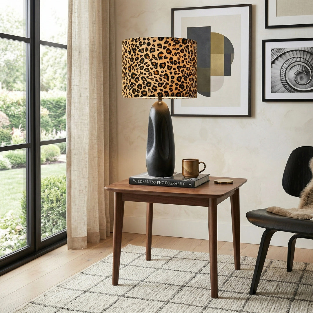 Abat-jour tambour Wildlux à motif léopard – Abat-jour décoratif en tissu pour intérieurs domestiques