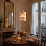 Afbeelding laden in galerijweergave, Natural leather pendant light above a dining table