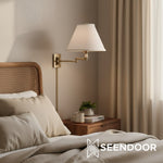 Afbeelding laden in galerijweergave, Arlington linnen kap metalen scharnierende wandlamp