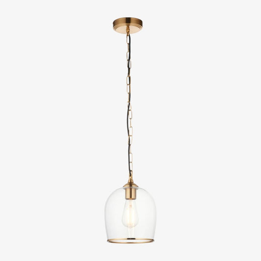 Lámpara Colgante con Cúpula de Vidrio Brazara – Diseño Clásico con Detalles Metálicos para Cocina y Comedor