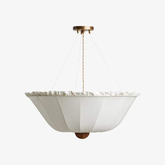 Wickara Lampa Sufitowa z Abażurem z Wiklinowego Parasola – Lampa Sufitowa z Mieszanych Materiałów do Salonu lub Przedpokoju