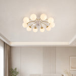 Carica l'immagine nella visualizzazione Galleria, Ventilatore da soffitto moderno bianco e dorato con luce e globi in vetro