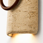 Załaduj obraz do przeglądarki galerii, Travertine wood ring wall sconce detail