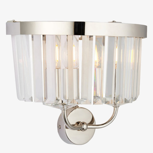 Beveline Aplique de Pared con Vidrio Cortado Facetado Transparente - Aplique Metálico Clásico para Pasillo y Sala