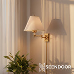 Afbeelding laden in galerijweergave, Arlington linnen kap metalen scharnierende wandlamp