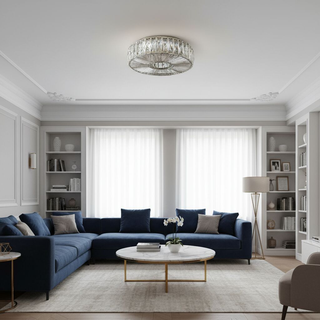 Glomar Glazen Ronde Opbouw Plafondlamp - Modern Metaal Glas Afwerking Woonruimtes