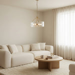 Afbeelding laden in galerijweergave, Panellux Decoratieve Hanglamp - Met de Hand Gemaakte Gebogen Glaspanelen met Geborstelde Messing Afwerking voor Foyer