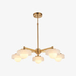 Bild in der Galerieansicht laden, Zirvos Pendelleuchte mit mattierten Opalgloben und gebürstetem Messingrahmen für Wohn- und Esszimmer