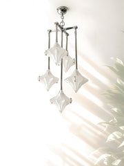 Art Deco Astris Star Chandelier – Frosted Glass Deco Fixture for Dining Room