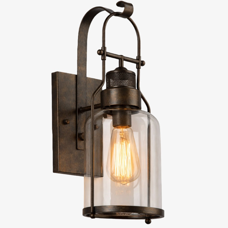 Applique Industriale Ivoran per Parete a Cilindro - Design con Paralume in Vetro, Illuminazione Moderna da Parete U12