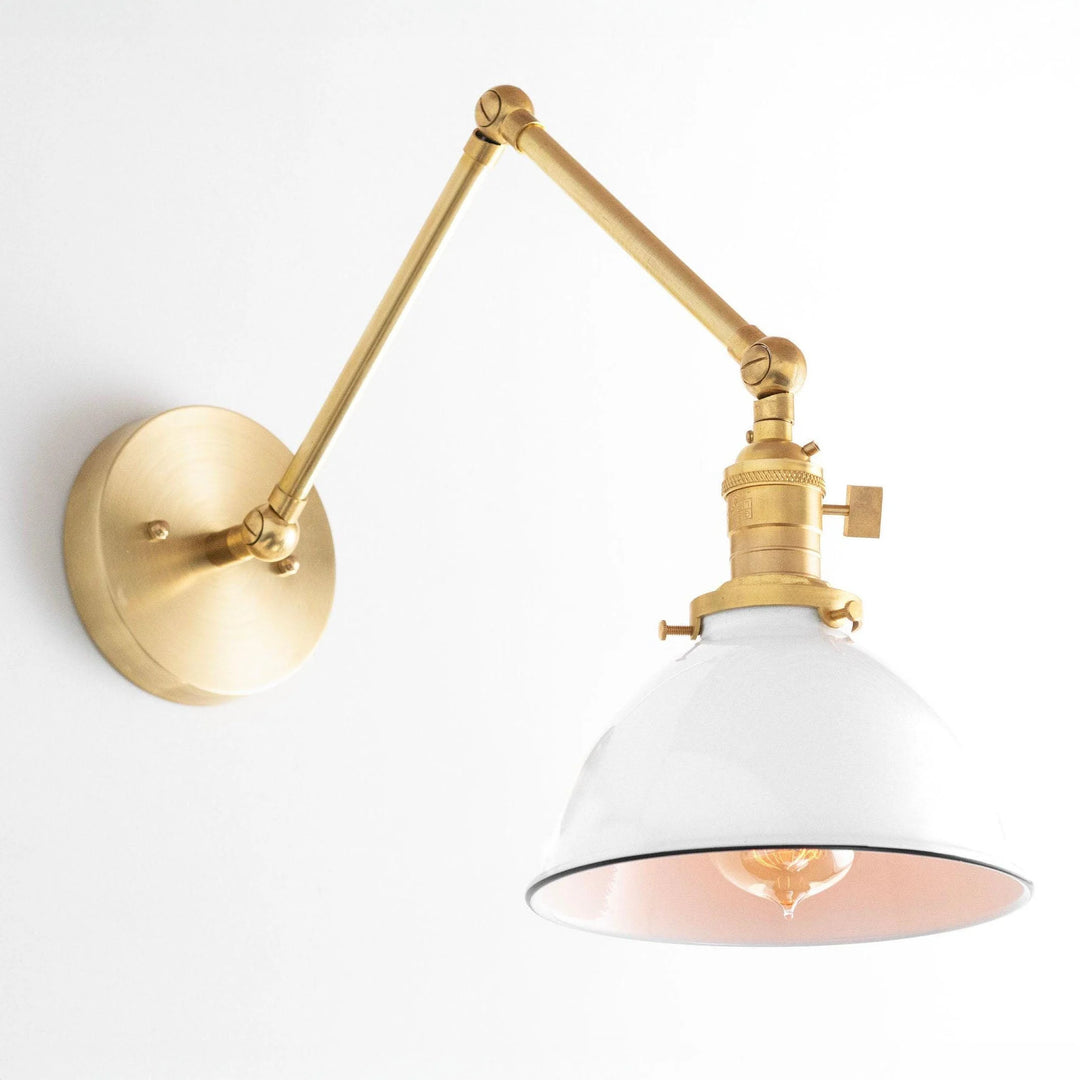 Conique Metal Vintage Industrial Swing Arm Wall Lamp - Adjustable Dome Shade for Study