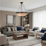 Afbeelding laden in galerijweergave, TF Brooklyn omgekeerde hanglamp – Deco glazen hanglamp met verstelbare ketting voor woonruimtes