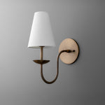 Load image into Gallery viewer, Curva Metal White Linen Sconce - Classic Brass Wall Light for Bedrooms
