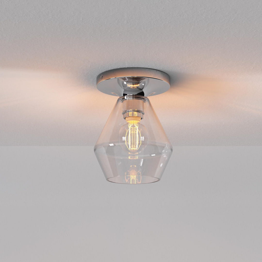 Merin Minimalist Sleek Geometric Glass Flushmount Light