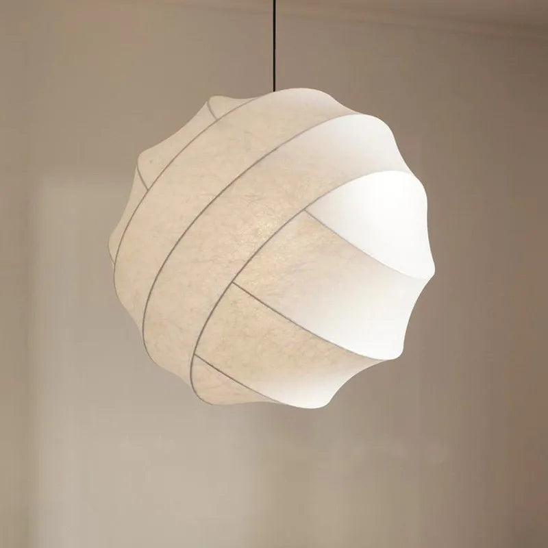 Lampada a Sospensione a Sfera in Seta Wabi Sabi Japandi