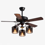 Cargar imagen en el visor de la Galería, Style D wood blades three-light ceiling fan