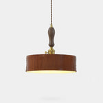 Load image into Gallery viewer, Complete vintage brown leather drum pendant fixture
