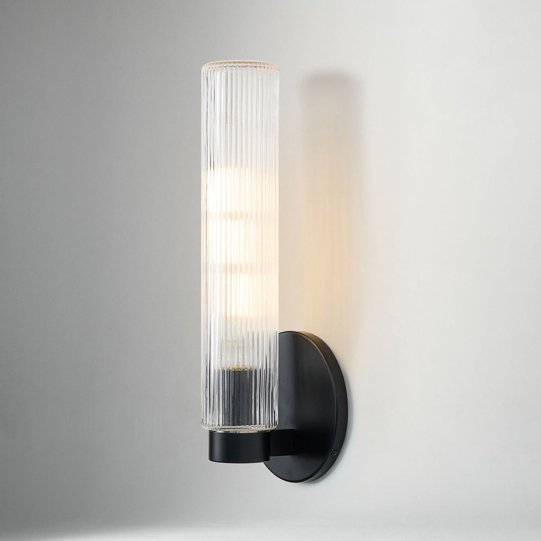 Rivora Fluted Glass Indoor Outdoor Sconce - Modern Wall Light for Home