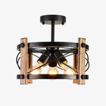 Załaduj obraz do przeglądarki galerii, Rustic farmhouse three-light ceiling fixture in matte black and wood tone