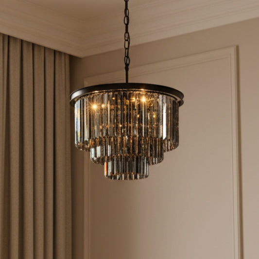 Aurevon Kristallen Prisma Metalen Frame Moderne Plafondkroonluchter voor Huis en Hotel