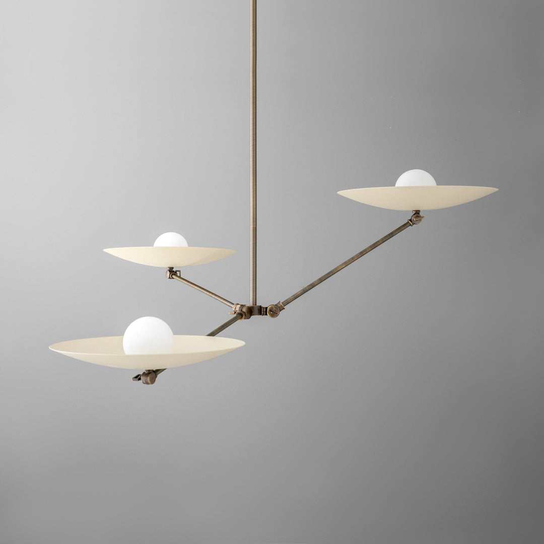 Curva Metal Antique Brass Chandelier - Modern Industrial Lighting Pendant