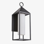 Cargar imagen en el visor de la Galería, Allora Black Outdoor Wall Lamp with White Glass Shade