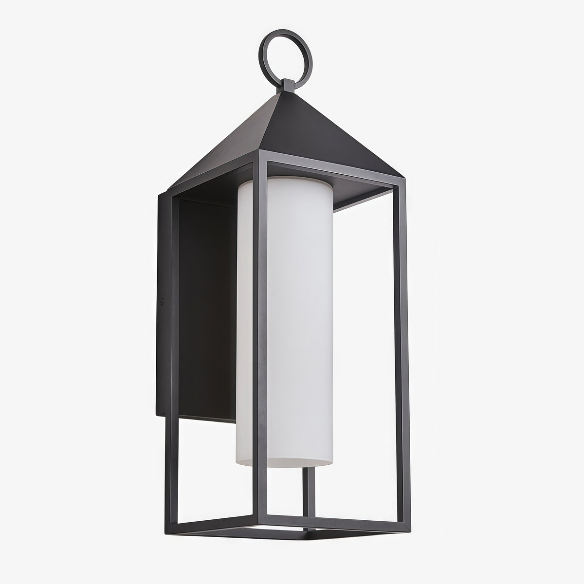Allora Black Outdoor Wall Lamp with White Glass Shade