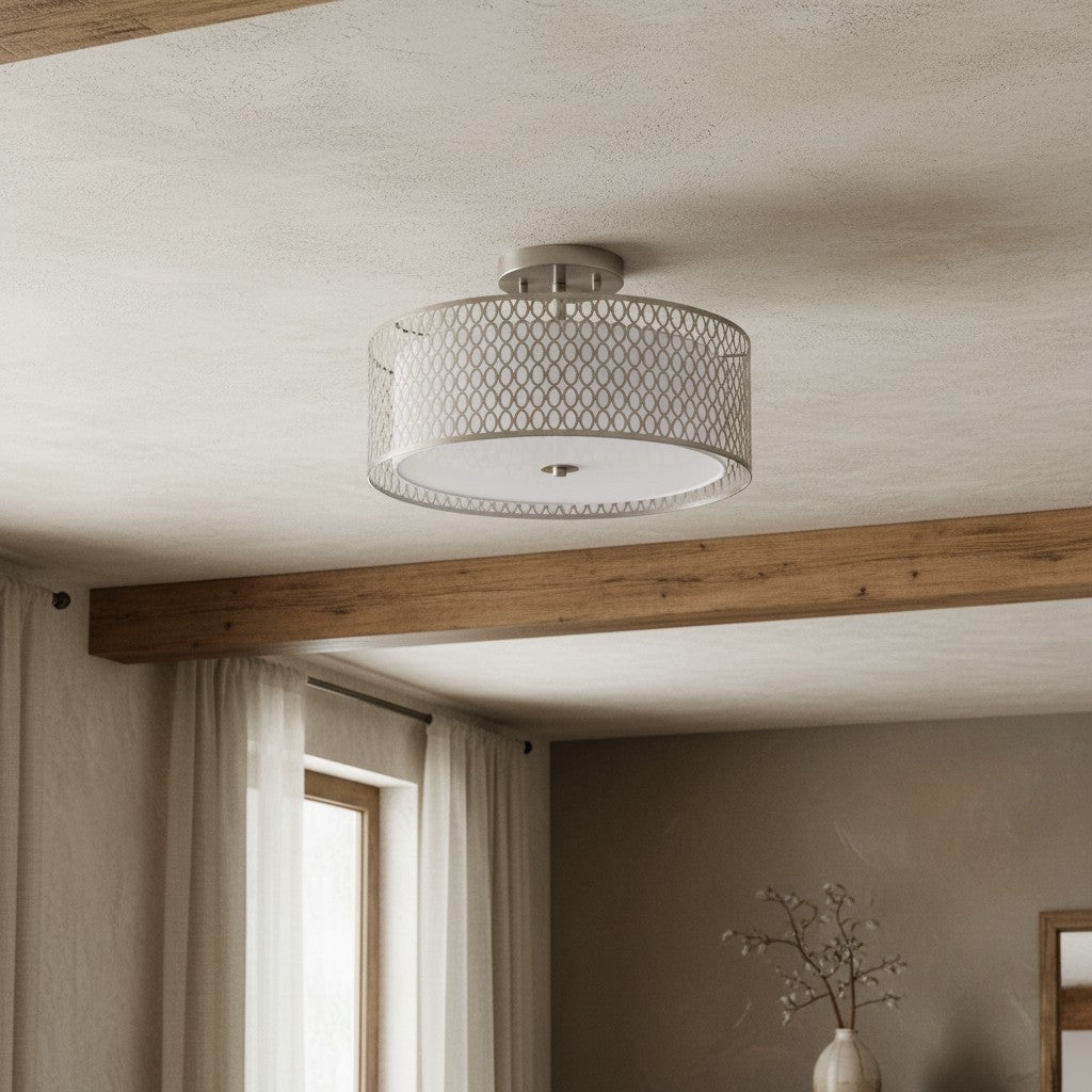 Liorin Geometrische Mesh 3-flammige Deckenleuchte – Metallgewebe-Lampe für Wohnzimmer oder Flur