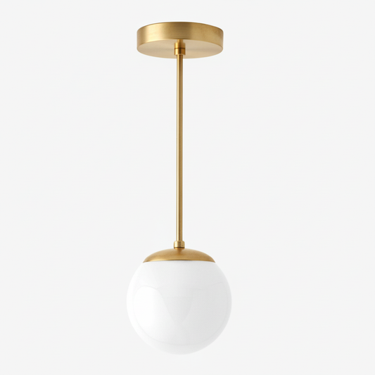 Lámpara colgante Glorica de globo blanco de vidrio - Lámpara colgante de vidrio estilo moderno de mediados de siglo