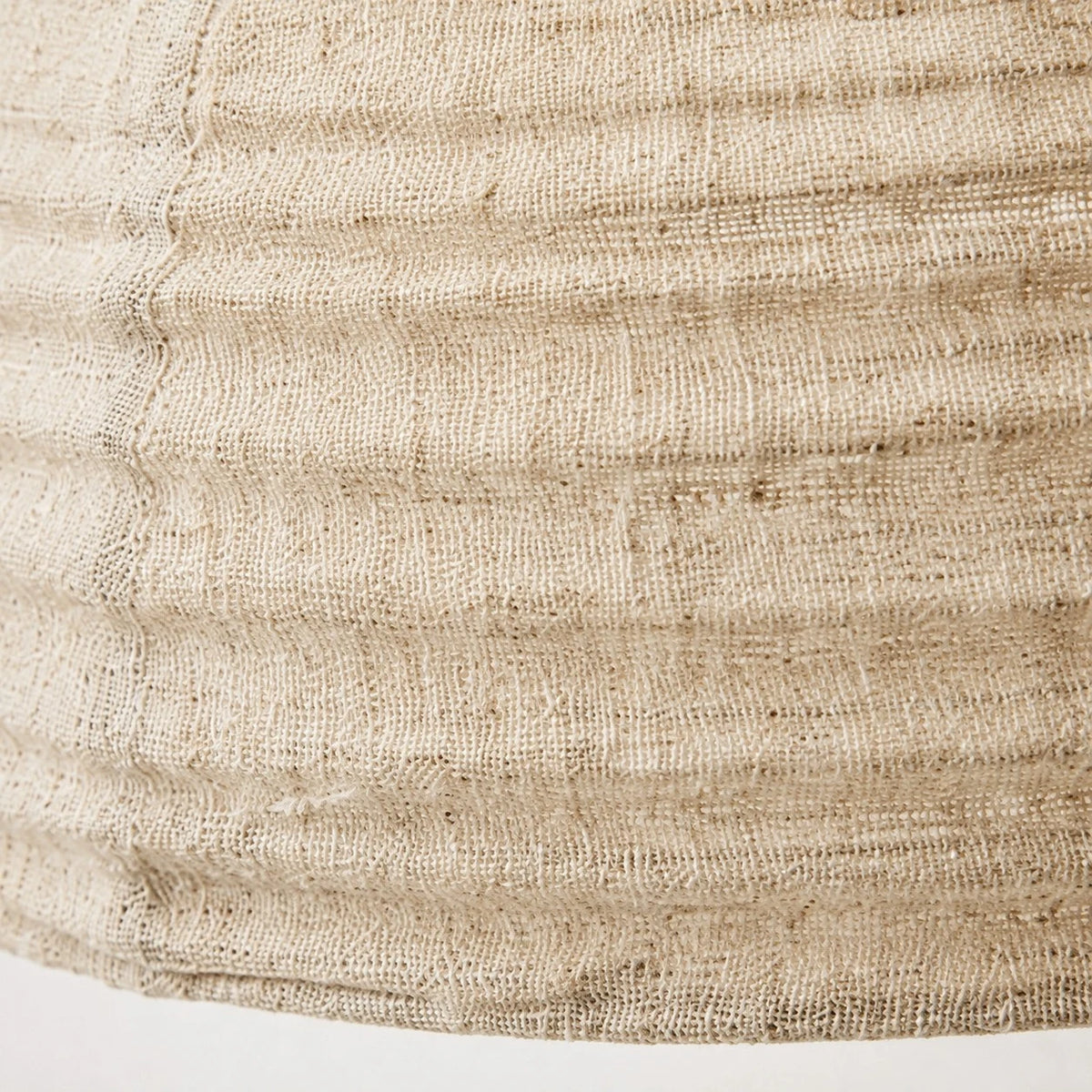 Close view of the layered hemp fabric shade texture