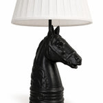 Afbeelding laden in galerijweergave, Close detail of black horse head table lamp base