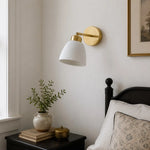 Charger l'image dans la visionneuse de la galerie, White ceramic wall sconce installed beside a bedside table