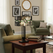 Lampe de table rectangulaire en vitrail Culletto – Aspect artisanal pour chambres et couloirs