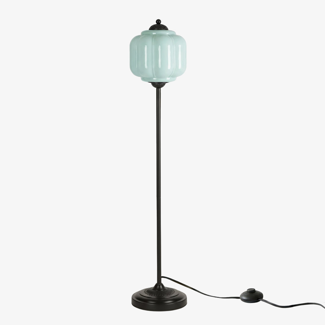 Eloise Strukturierte Glas-Kürbis-inspirierte Stehlampe - Organische Kunstfertigkeit und Retro-Stil für Wohnzimmer
