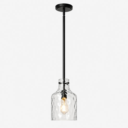 Vintage Glass Pendant Light with Adjustable Height - Metal Fixture for Dining and Kitchen Islands