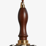 Cargar imagen en el visor de la Galería, Close-up of dark wood handle, twisted cord and brass connector on the pendant lamp