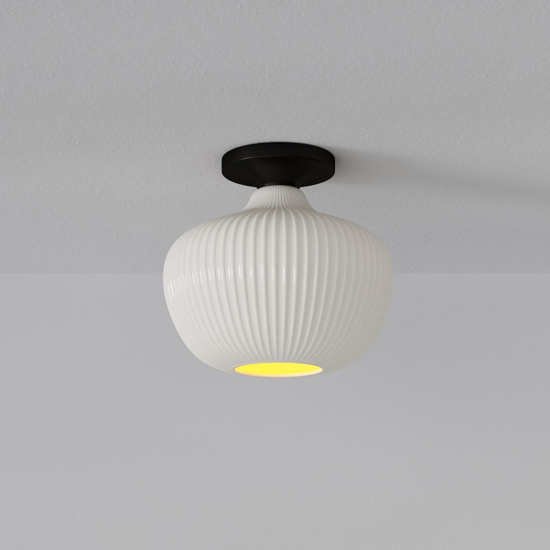 Rivrona Glass Flush Mount Ceiling Light - Modern Champagne Globe Design