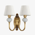 Afbeelding laden in galerijweergave, Rowanea Keramische Wandkandelaar met Stoffen Kap en Metalen Afwerking – Boerderij Moderne Ganglamp