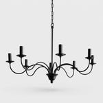 Cargar imagen en el visor de la Galería, Lámpara de araña vintage de hierro negro estilo candelabro