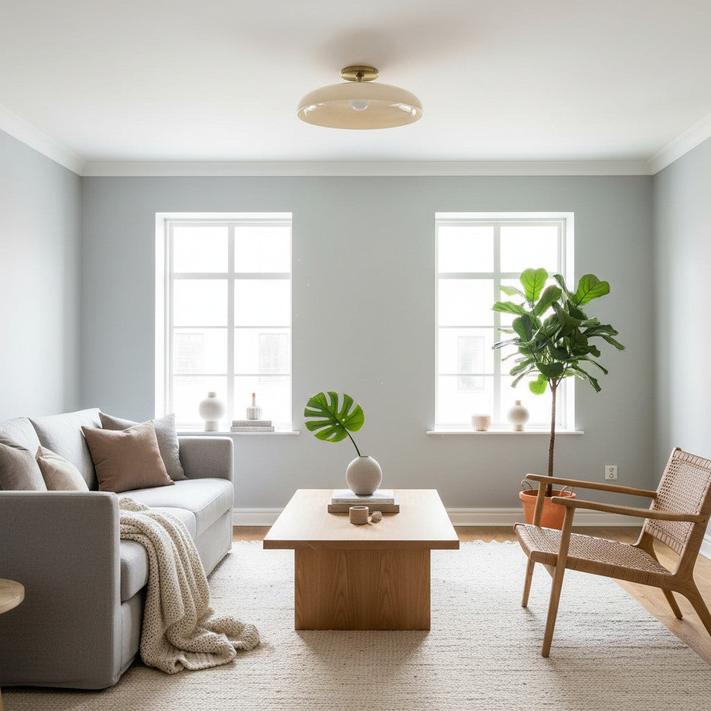 Lámpara de techo moderna de vidrio con montaje empotrado Vega - Globo tintado champán para pasillo