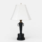 Load image into Gallery viewer, Vintage Black Wood Table Lamp with White Fabric Shade