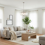 Charger l’image dans la visionneuse de la galerie, Suspension ronde Beveline 6 lumières - Abat-jours en verre taillé Cadre métallique élégant pour îlot de cuisine ou salle à manger