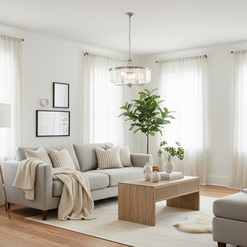 Suspension ronde Beveline 6 lumières - Abat-jours en verre taillé Cadre métallique élégant pour îlot de cuisine ou salle à manger