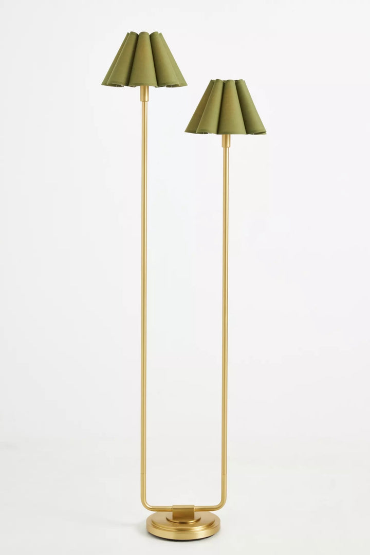 Capirise Gouden Geplooide Lampenkap Vloerlamp - Hedendaagse Metalen Verlichting voor Slaapkamer