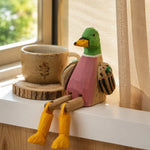 Bild in die Galerieansicht laden, Hand-carved wooden green head duck ornament styled on a tabletop edge